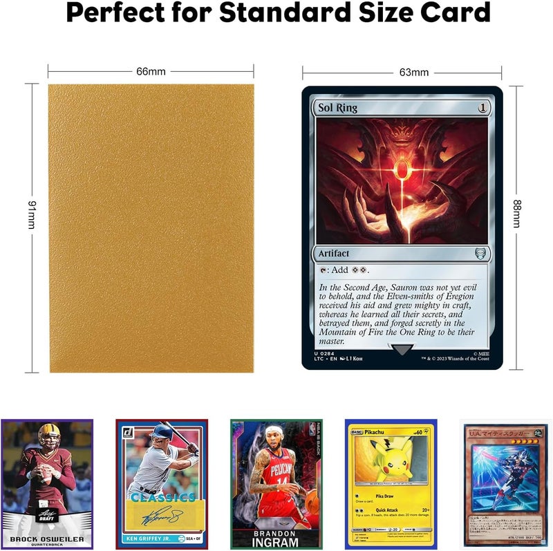 Katomula Gold MTG Card Sleeves 300CT, Matte Textured Back Card Sleeve Deck Card Protectors, Standard Size Card Sleeves for MTG, Baseball Card, Sports Cards, Game Card - Image 3